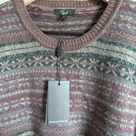 NWT Rails | Men's Carlisle Fair Isle Wool Blend Highland Rust Sweater $168 - Picture 14 of 15